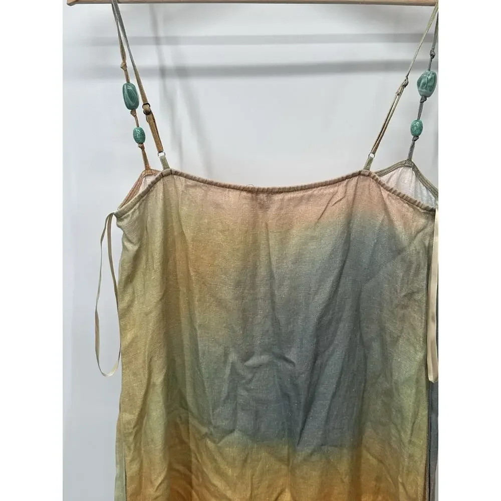 Staud Multicolored Laura Linen Dress Size M with Hole and Fabric Pull - Picture 8 of 12